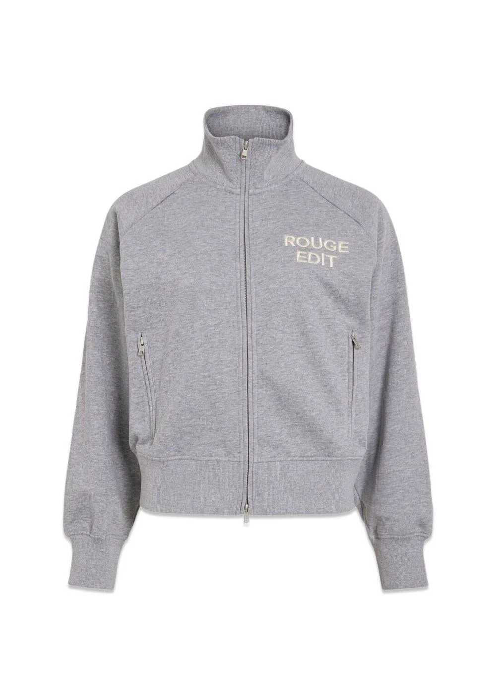 ROUYORK L/S HIGH NECK ZIPPER SWEAT - Light Grey Melange