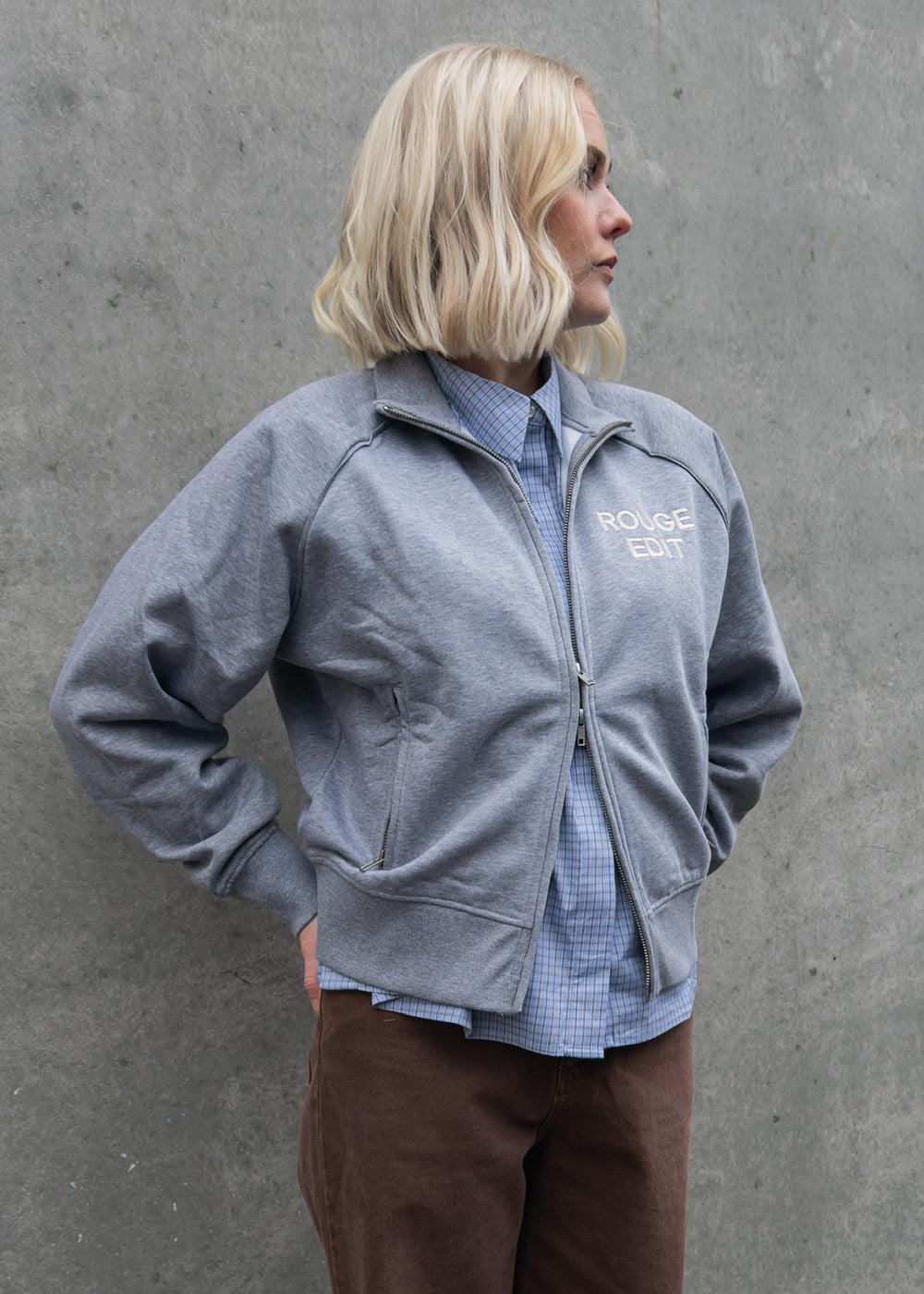 ROUYORK L/S HIGH NECK ZIPPER SWEAT - Light Grey Melange - Image 2