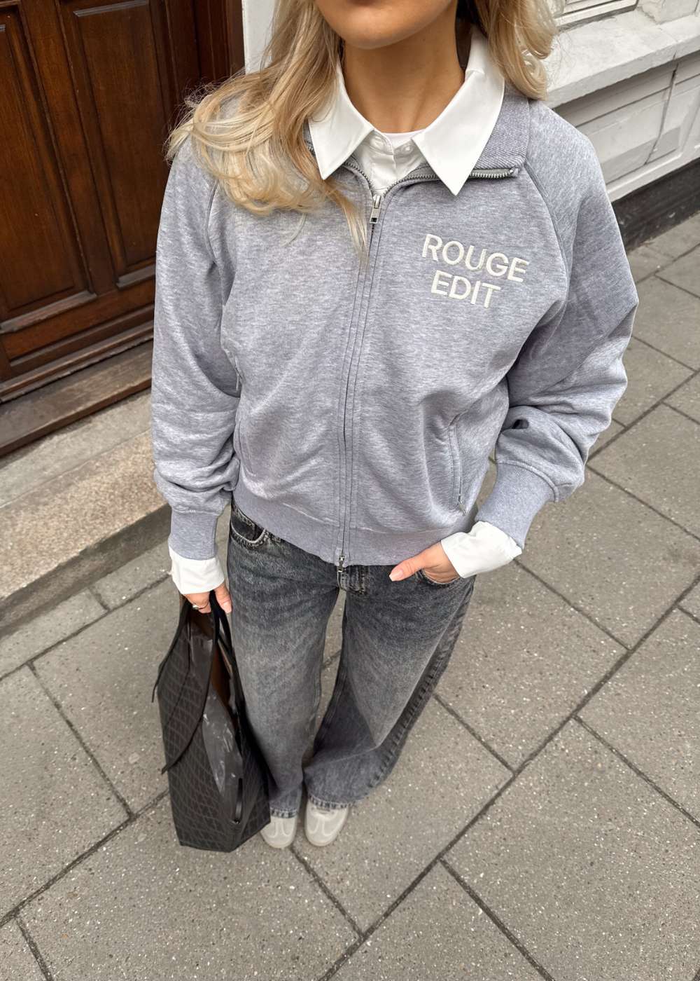 ROUYORK L/S HIGH NECK ZIPPER SWEAT - Light Grey Melange - Image 5
