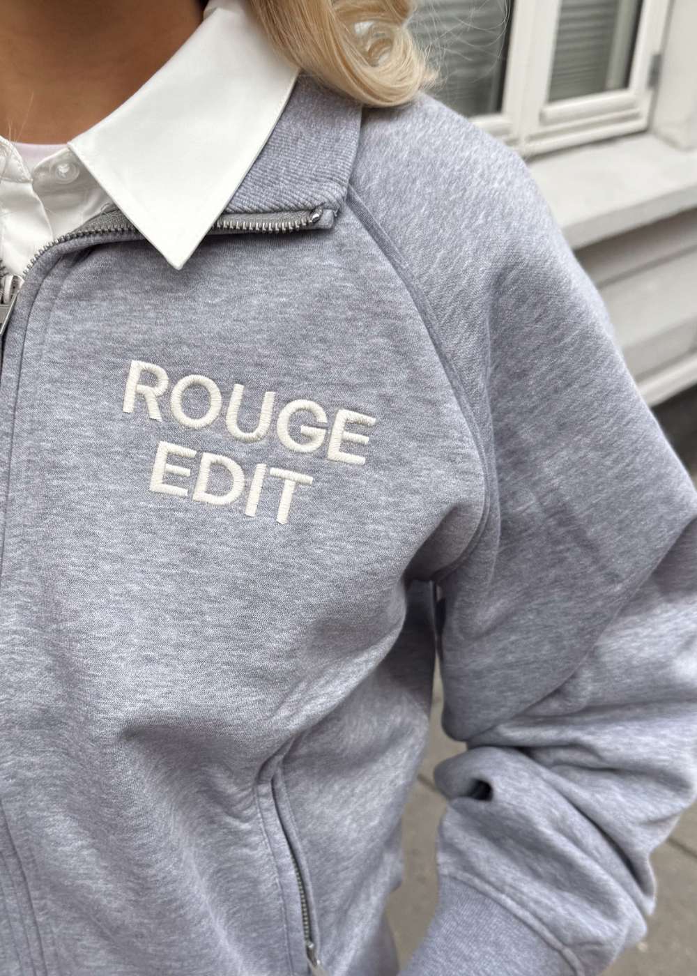 ROUYORK L/S HIGH NECK ZIPPER SWEAT - Light Grey Melange - Image 6