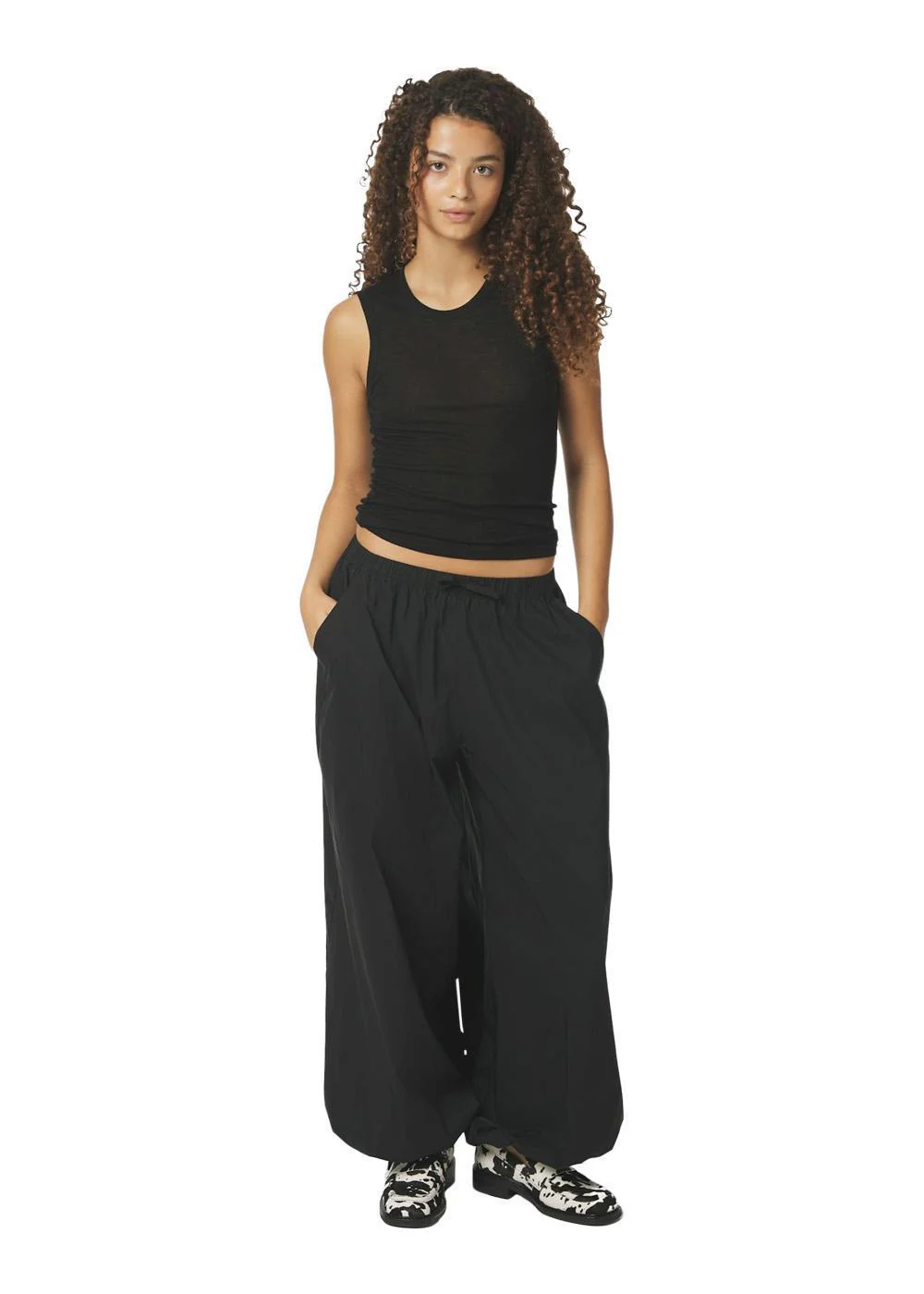 Roxane Balloon Poplin Pants - Black - Image 4