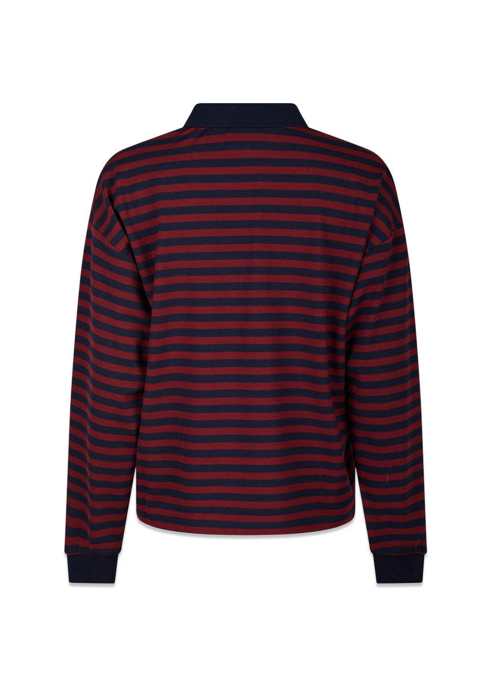 Sara Wide Stripe Polo Blouse - Navy - Image 2
