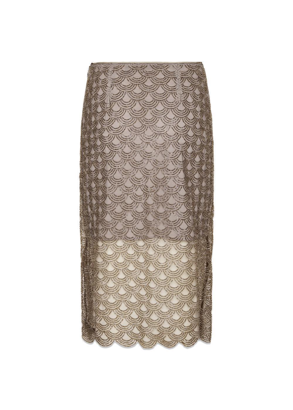 SCALLOP SEQUIN MIDI SKIRT - Gull Grey - Image 4