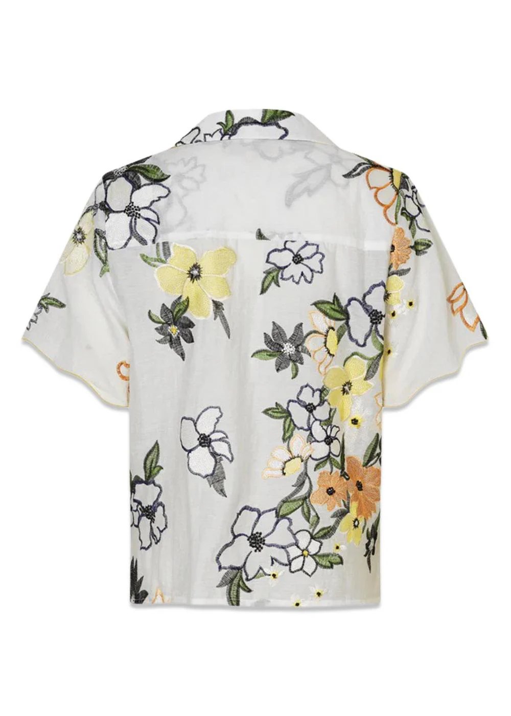 SCALLOPED SHORT SLEEVE SHIRT - Wild Flowers Embroidery - Image 3