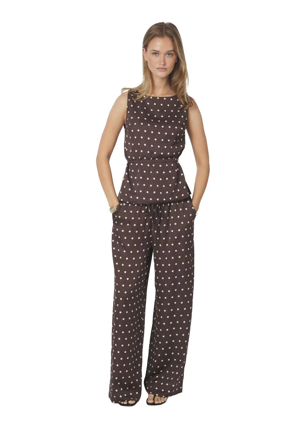 Sebba Big Dot Pants - Dark Brown - Image 5