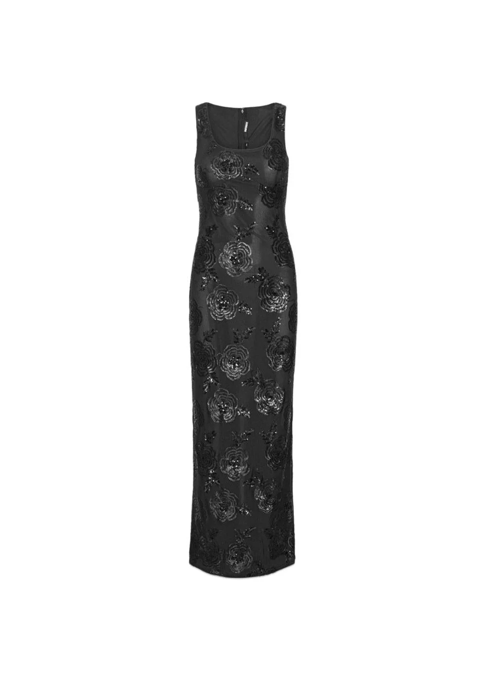 SEQUINS FITTED MAXI DRESS - Black