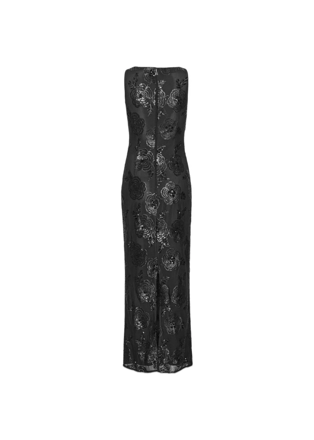 SEQUINS FITTED MAXI DRESS - Black - Image 2