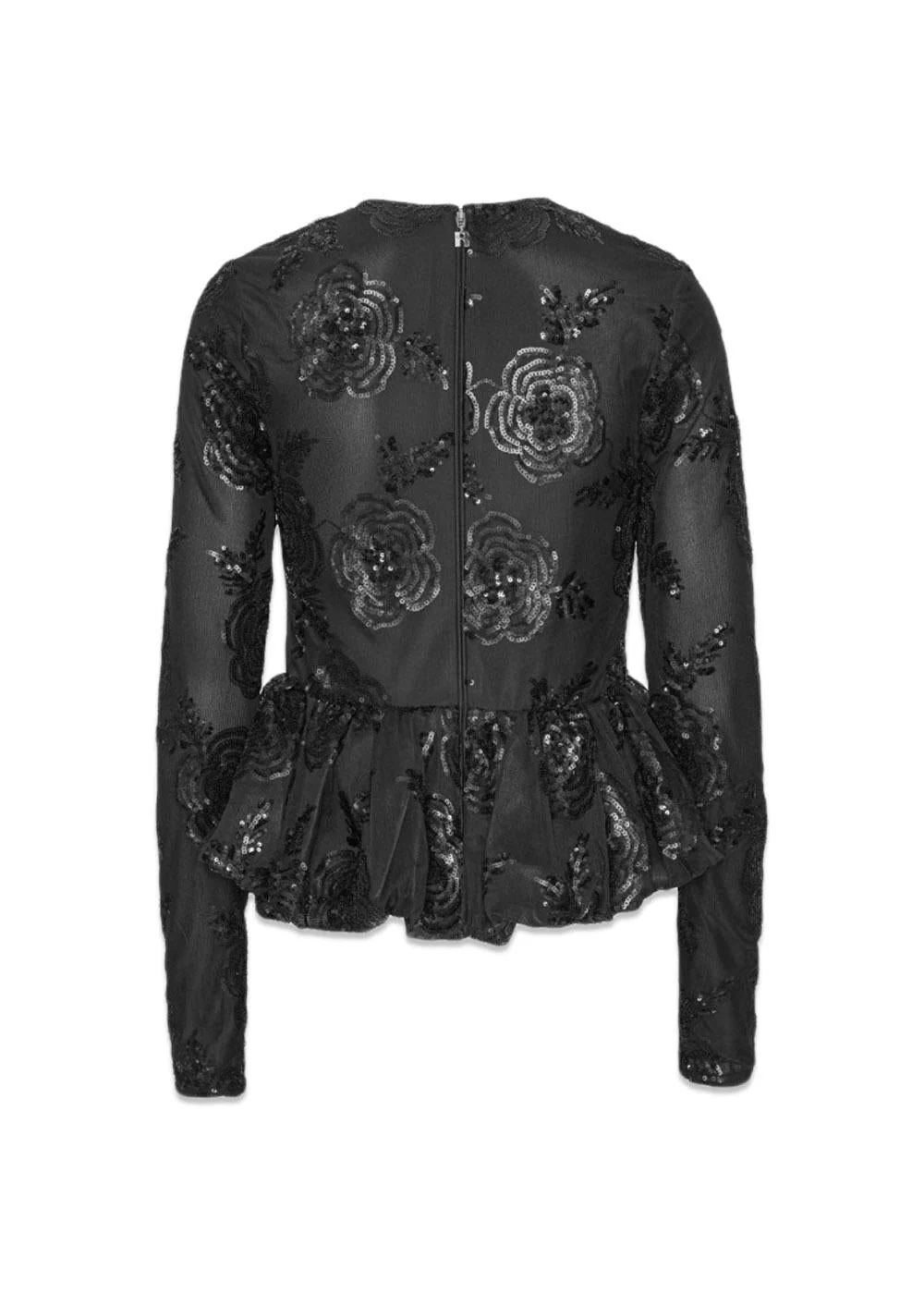 SEQUINS LS BUBBLE TOP - Black - Image 2