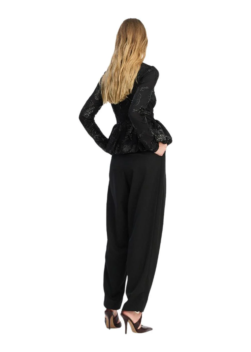 SEQUINS LS BUBBLE TOP - Black - Image 6