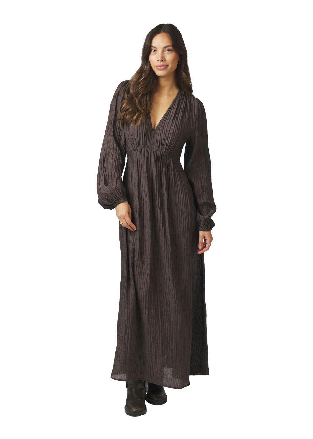 Silfi Crepe Dress - Dark Brown - Image 3