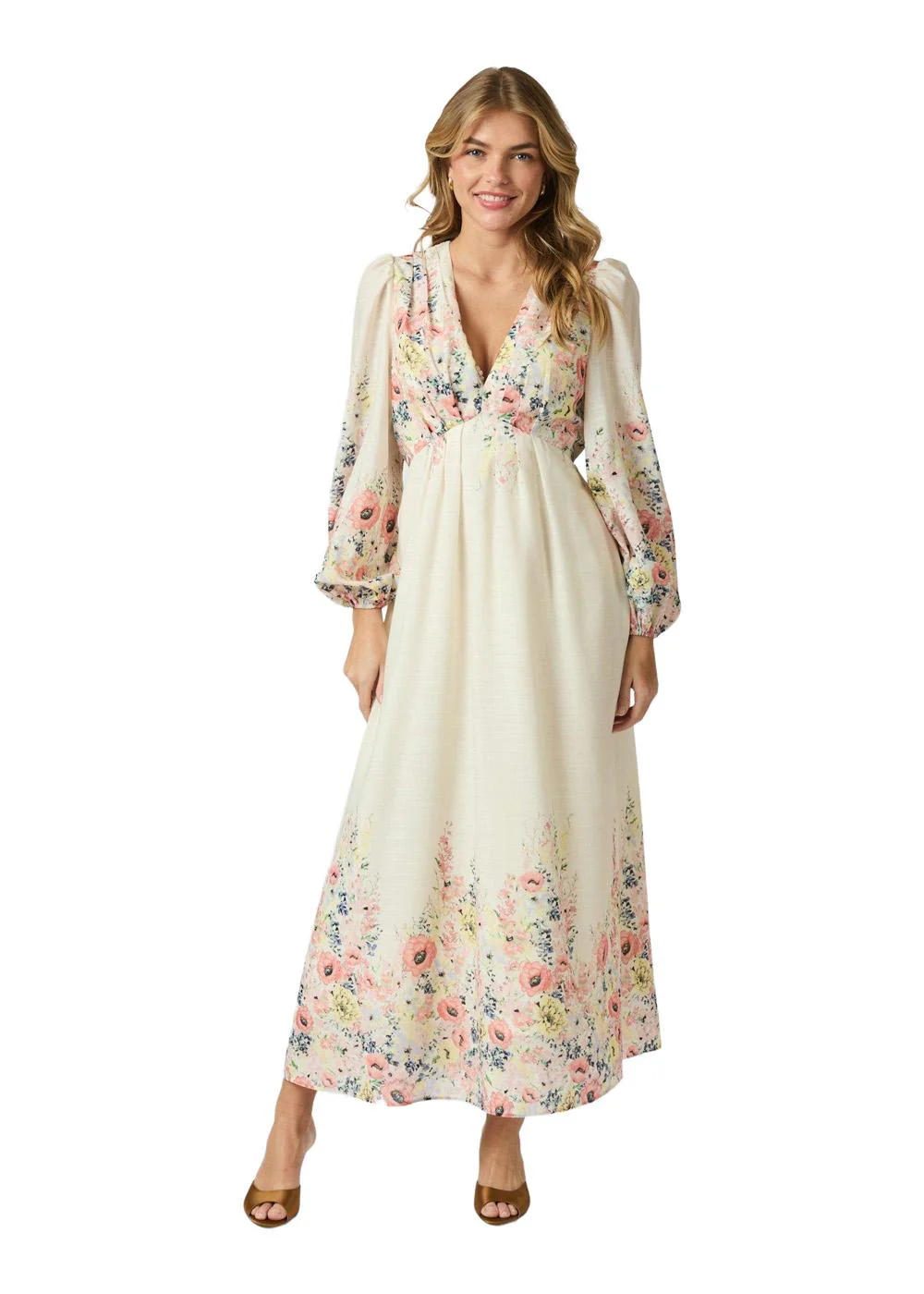 Silfi Flower Print Dress - Creme - Image 3