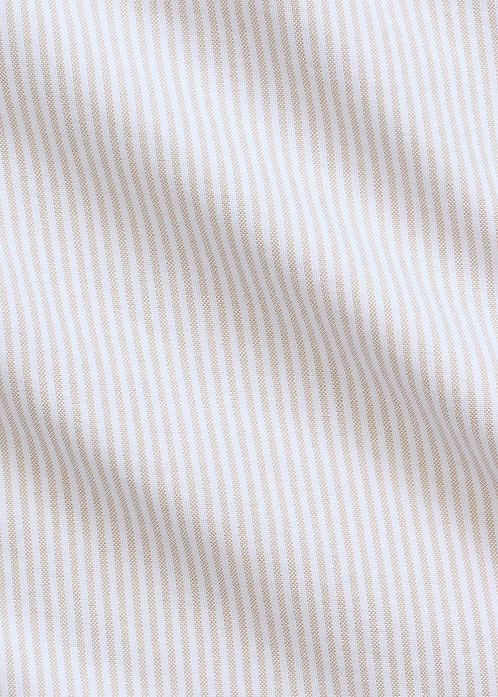 Slim Fit Striped Oxford Shirt - Coastel Beige/White - Image 4