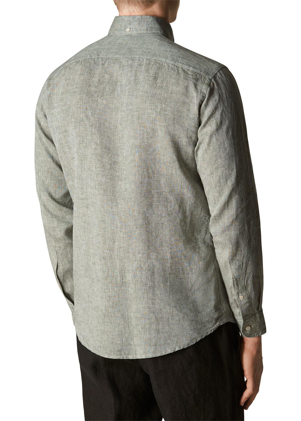 Slim-Linen Shirt - Green - Image 3