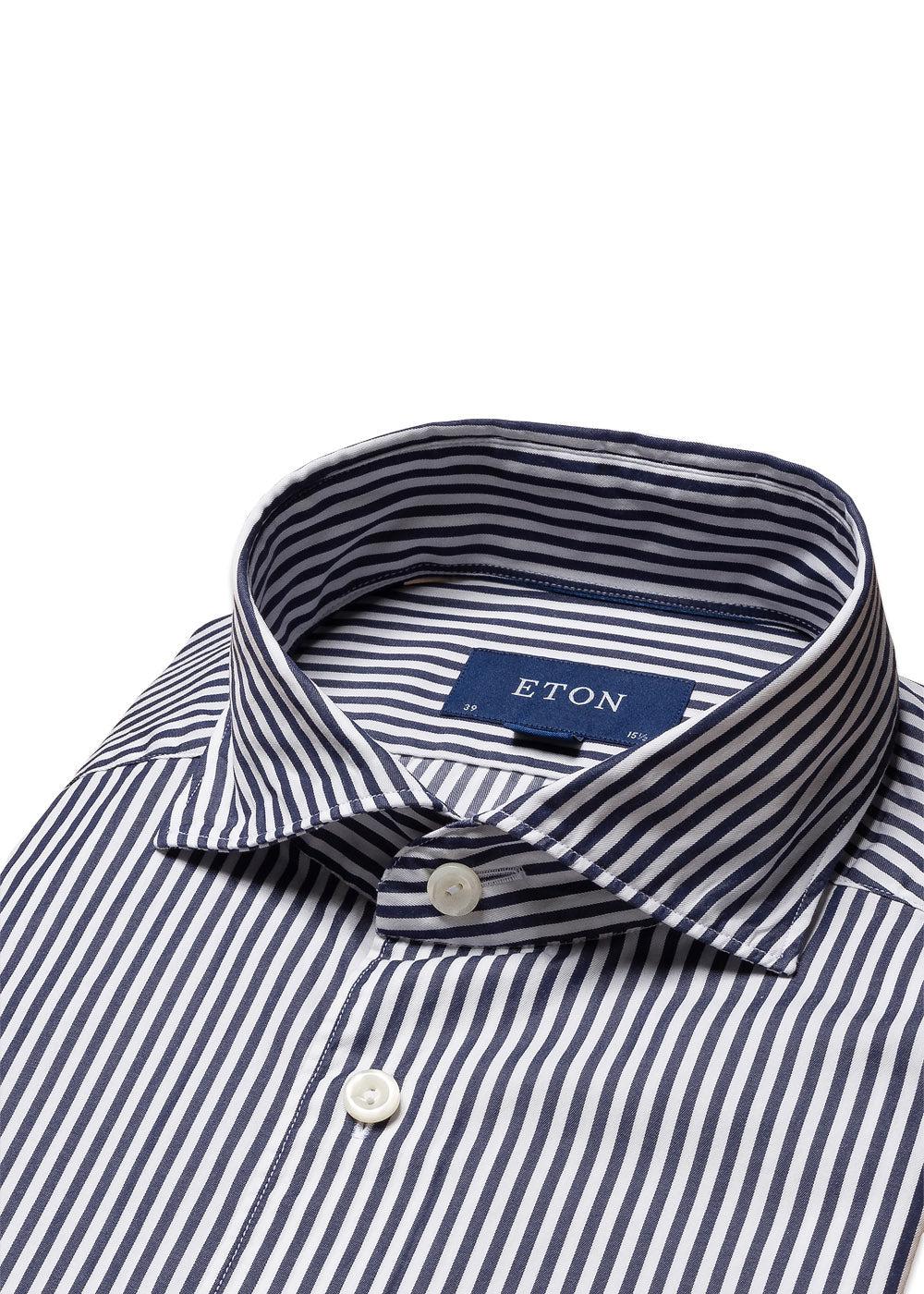 Slim Stripped Contton-Tencel Shirt - Black Stripped - Image 2