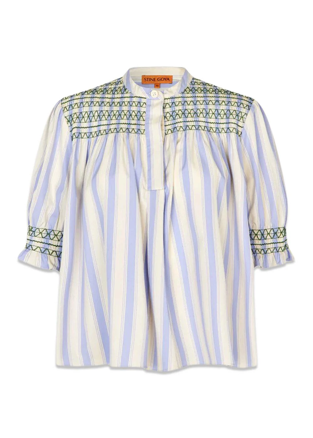 SMOCKED GATHERED TOP - Pastel Stripes