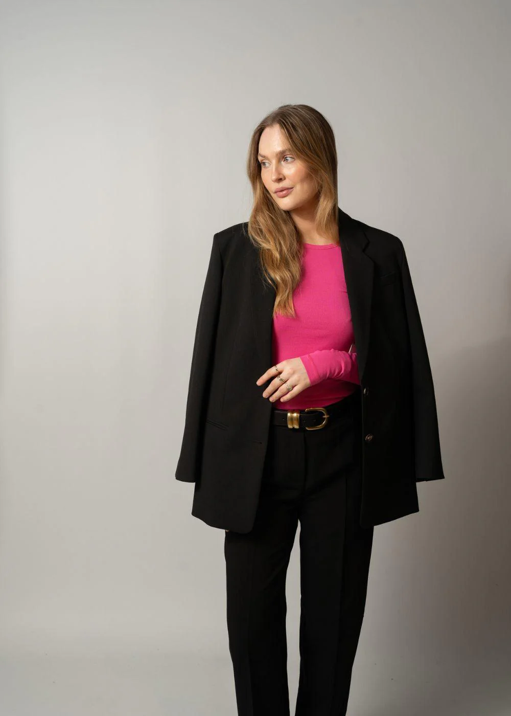 Soft Cotton Rib Longsleeve Top - Raspberry Rose - Image 3