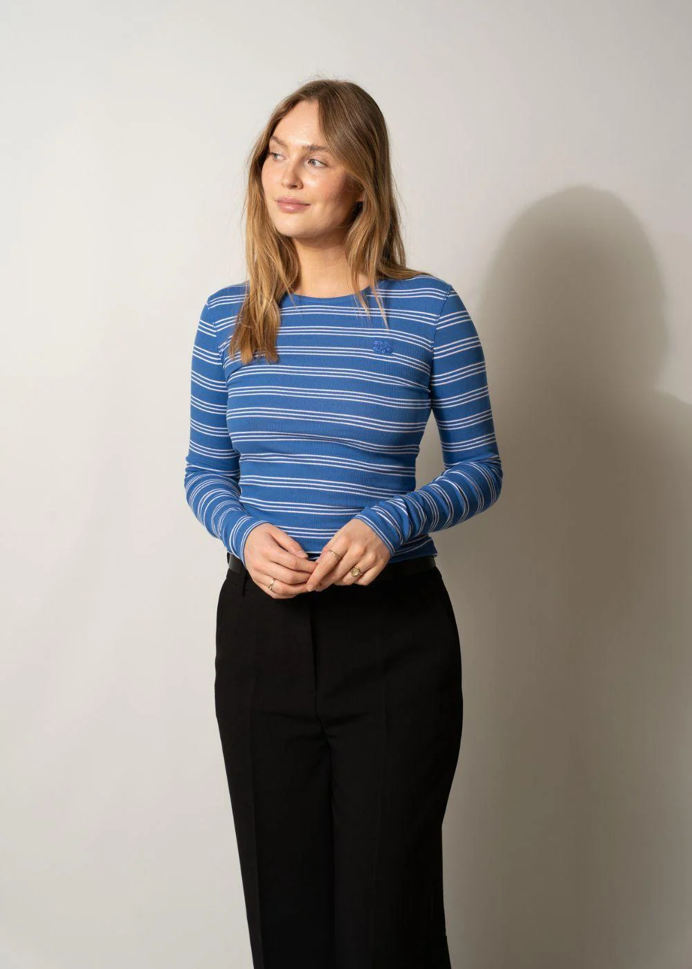 Soft cotton rib stripe LS - Nouvean Navy - Image 2