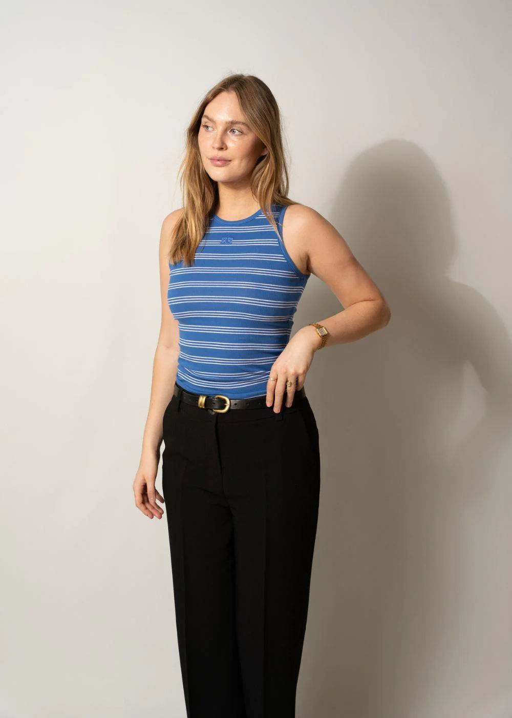 Soft cotton rib stripe tank - Nouvean Navy - Image 3
