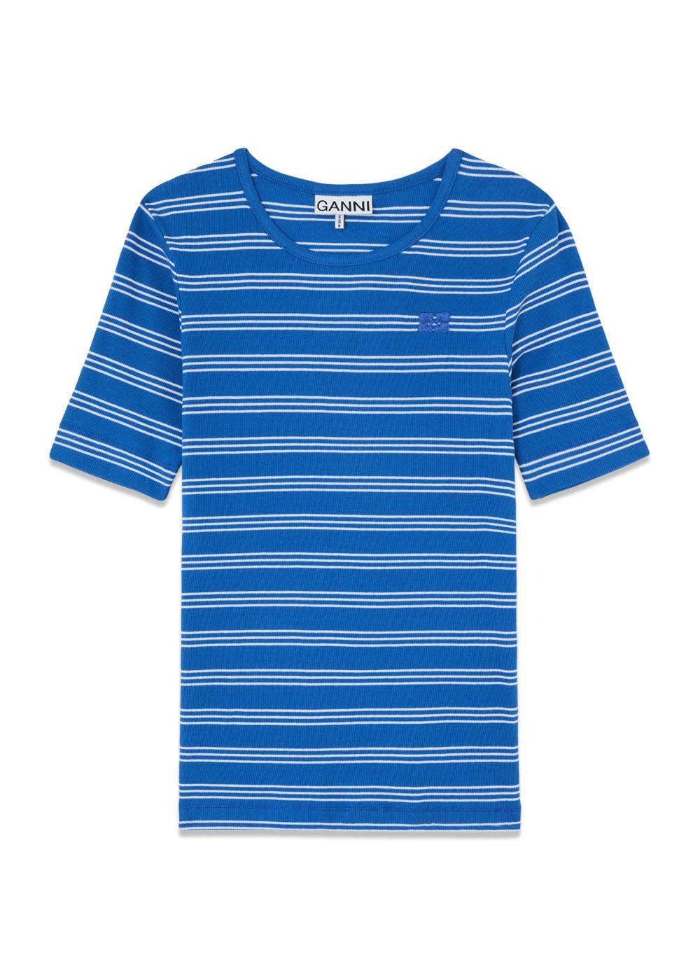 Soft cotton rib stripe tee - Nouvean Navy