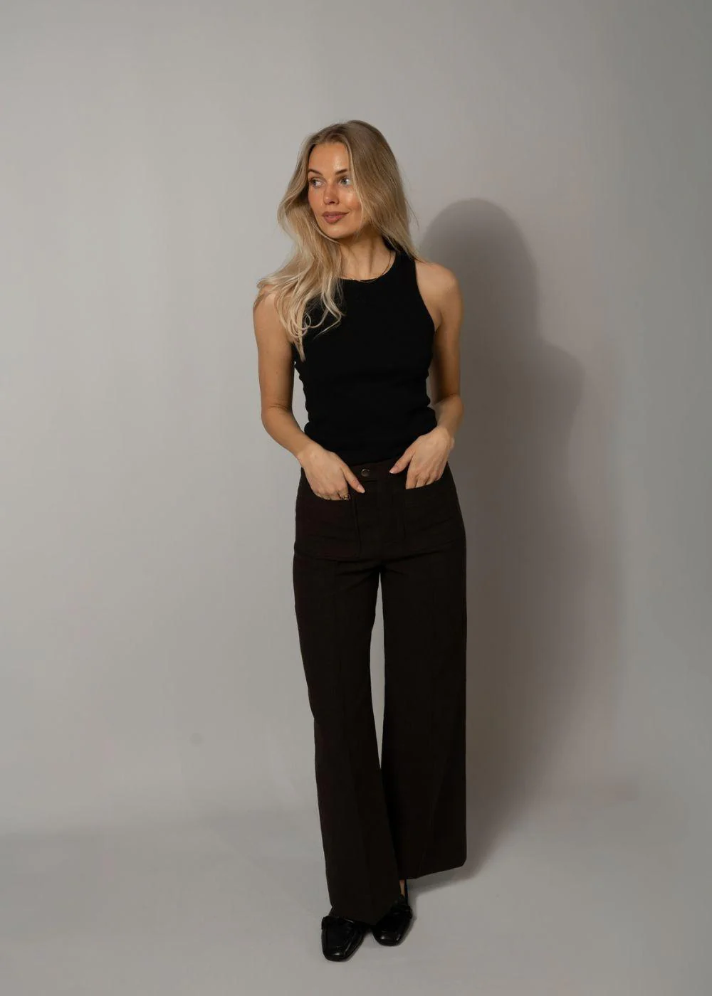 Soft Cotton Rib Tank Top - Black - Image 3