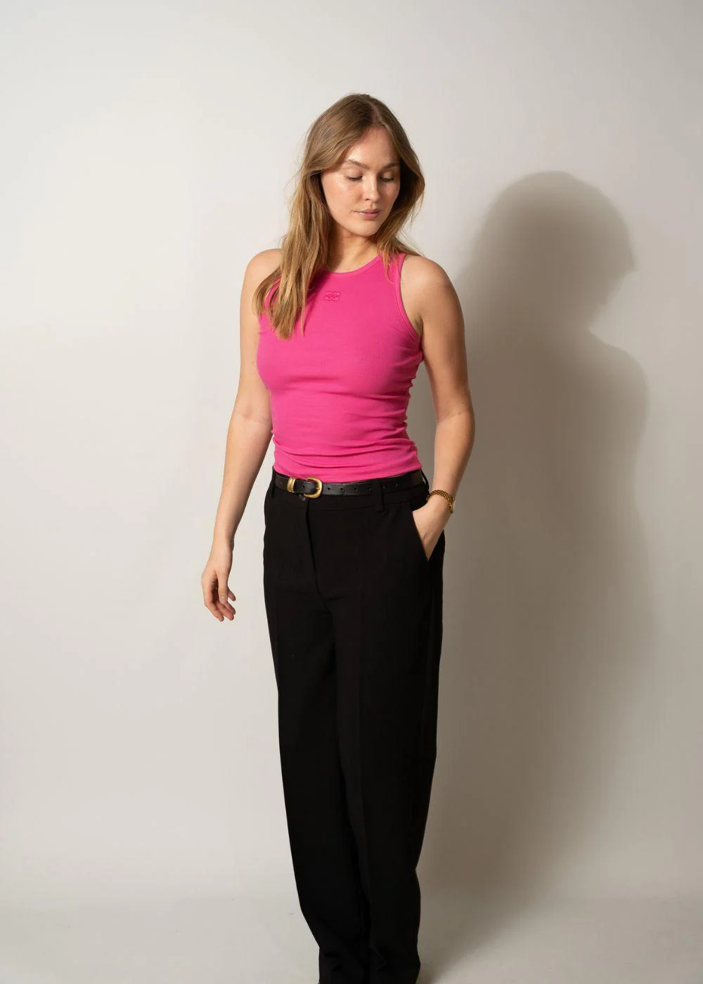 Soft Cotton Rib Tank Top - Raspberry Rose - Image 3