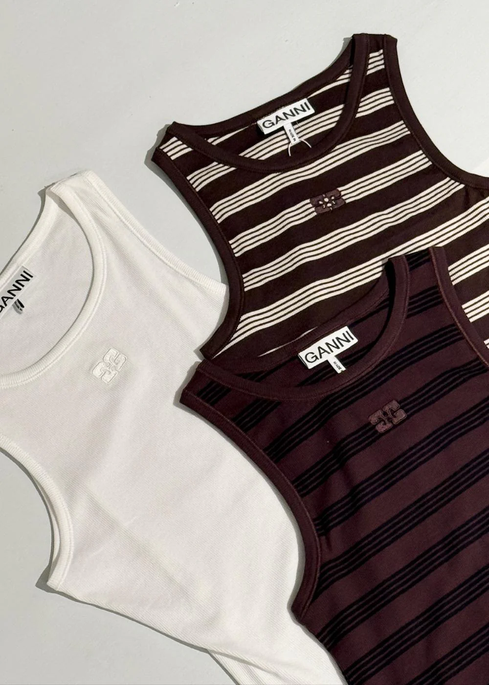 Soft Cotton Rib Tank Top Stripe - Mole - Image 4
