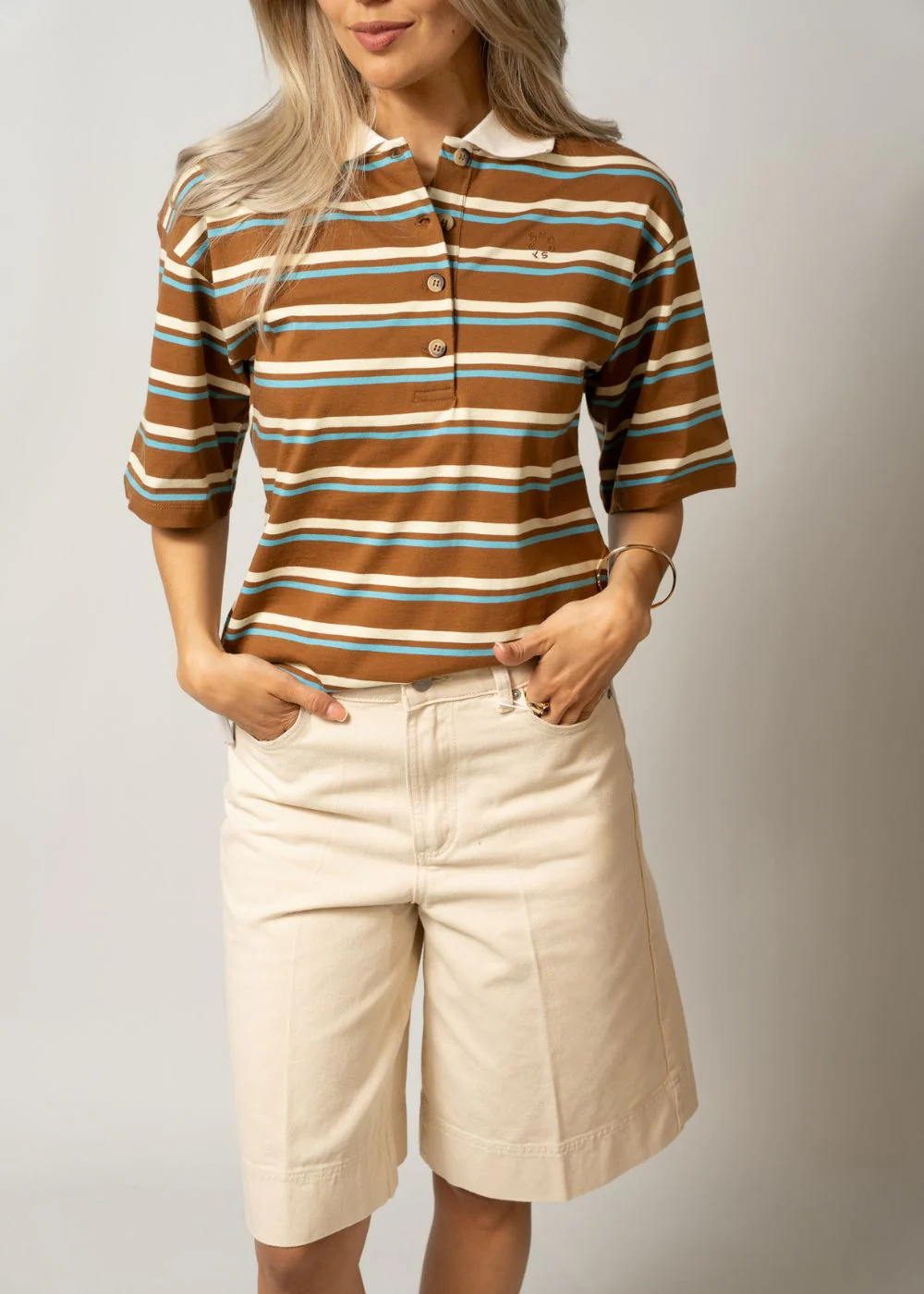 Stetsonmd SS polo - Nuthatch Cream Stripe - Image 2