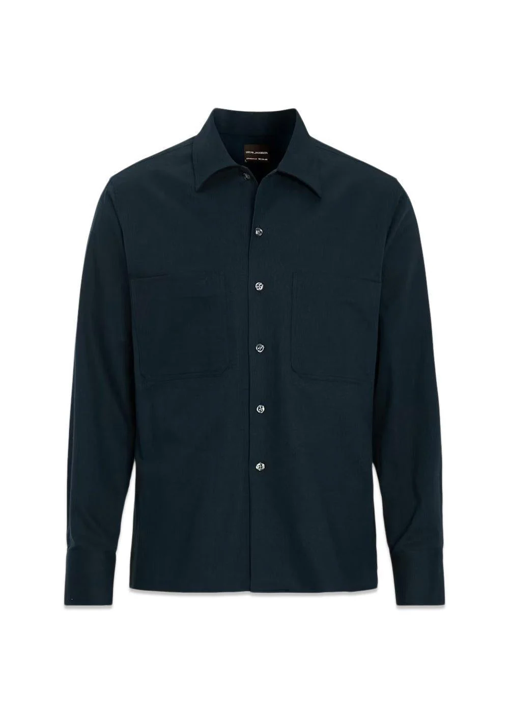 Straight Fit Bowling Collar Shirt - Navy