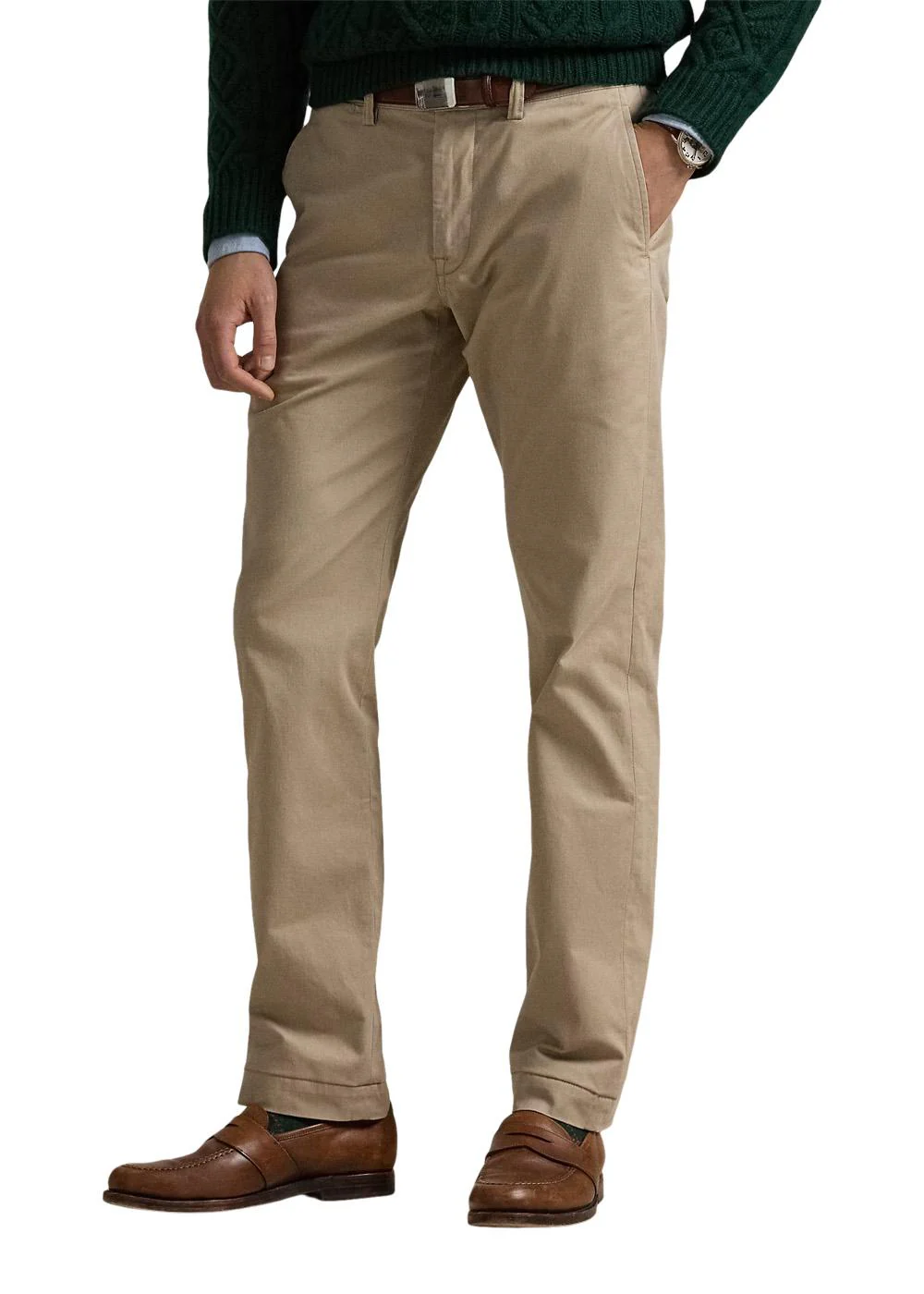 Stretch Straight Fit Chino Pant - Khaki Tan