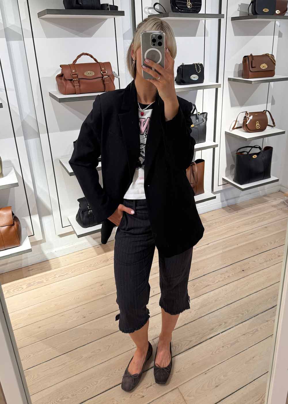 Stretch Stripe Tailoring Capri Pants - Phantom - Image 2