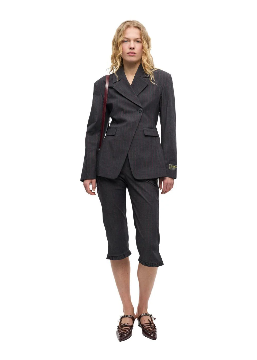 Stretch Stripe Tailoring Capri Pants - Phantom - Image 4