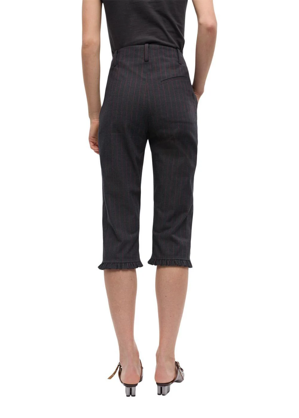 Stretch Stripe Tailoring Capri Pants - Phantom - Image 5