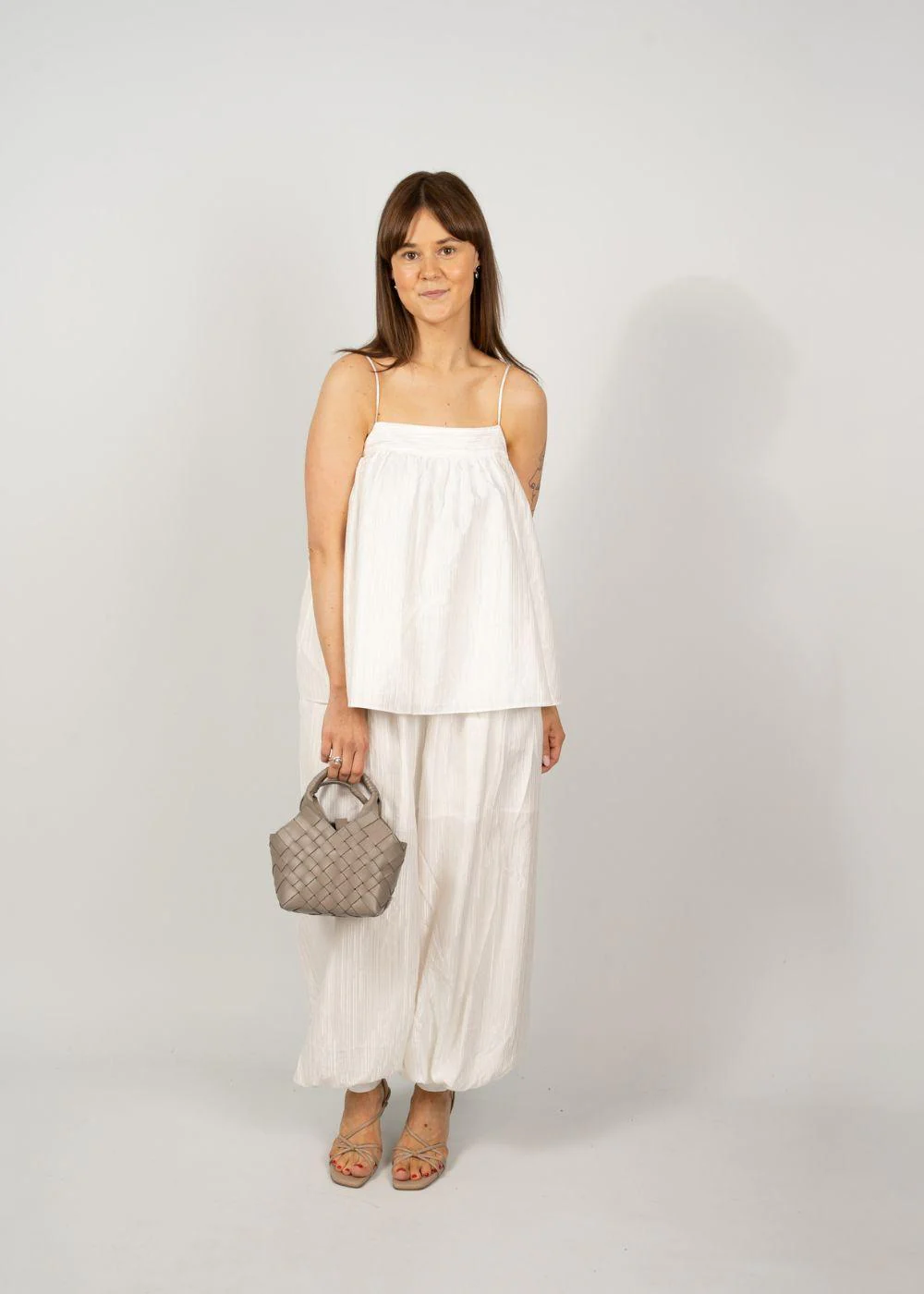 STRIPED  BALLOON PANTS - Bright White - Image 2