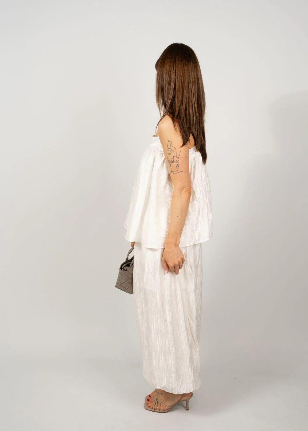 STRIPED  BALLOON PANTS - Bright White - Image 3
