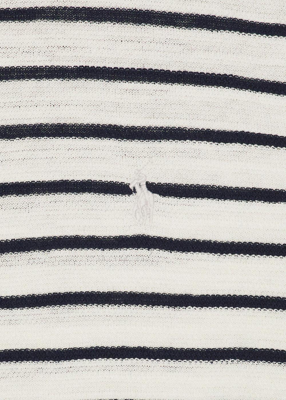 Striped Cotton Polo Sweater - White - Image 4