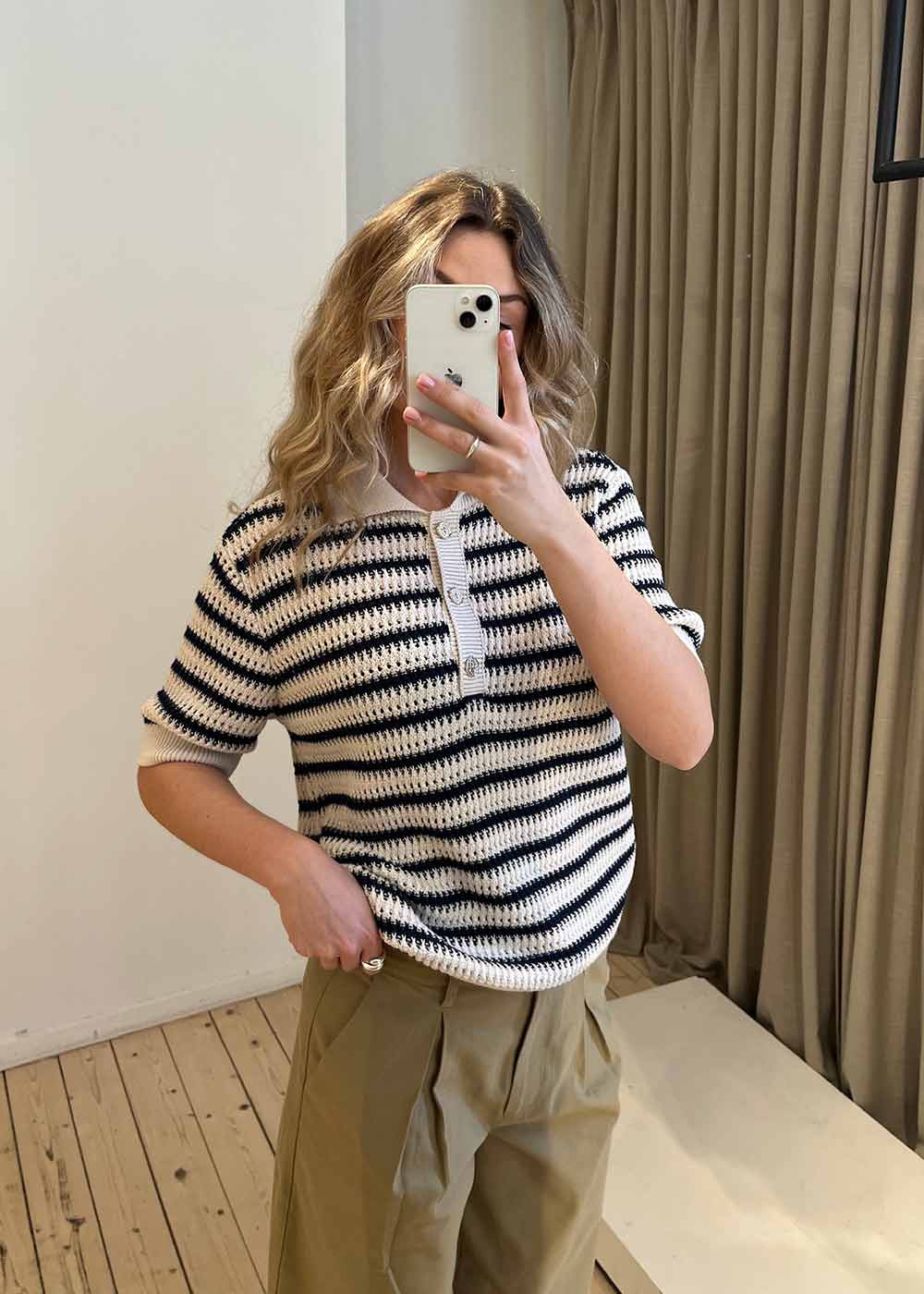 Tellymd SS polo - Navy White Stripe - Image 2