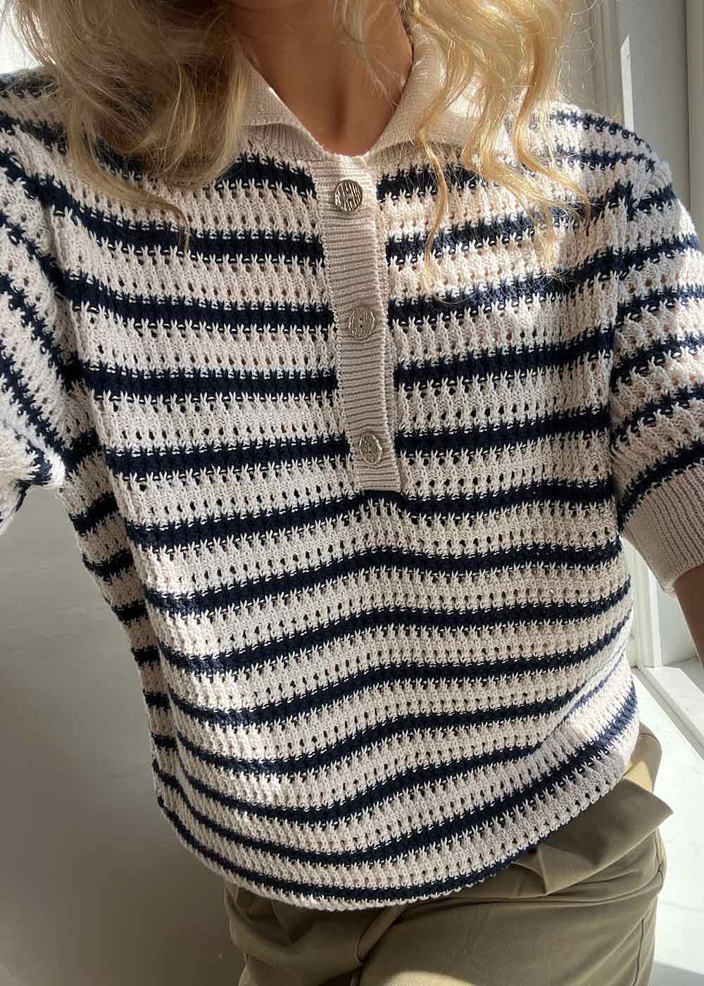 Tellymd SS polo - Navy White Stripe - Image 4