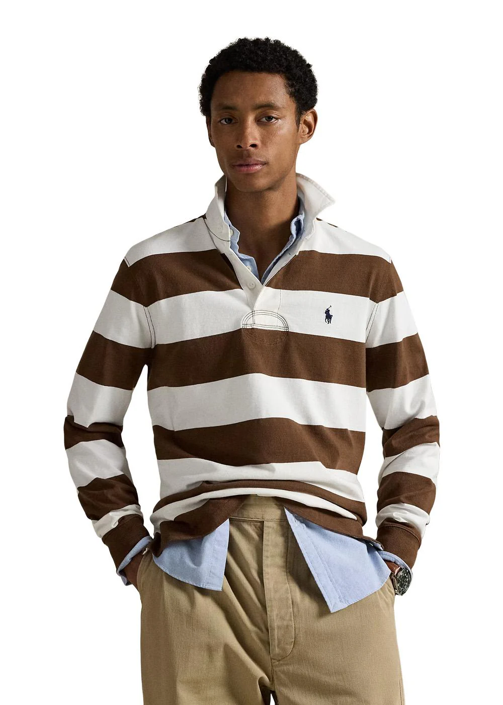 The Iconic Rugby Shirt - White/Brown - Image 3