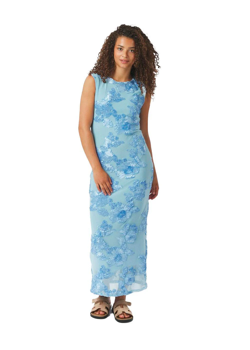 Tiranna Big Flower Mesh Dress - Light Blue - Image 3
