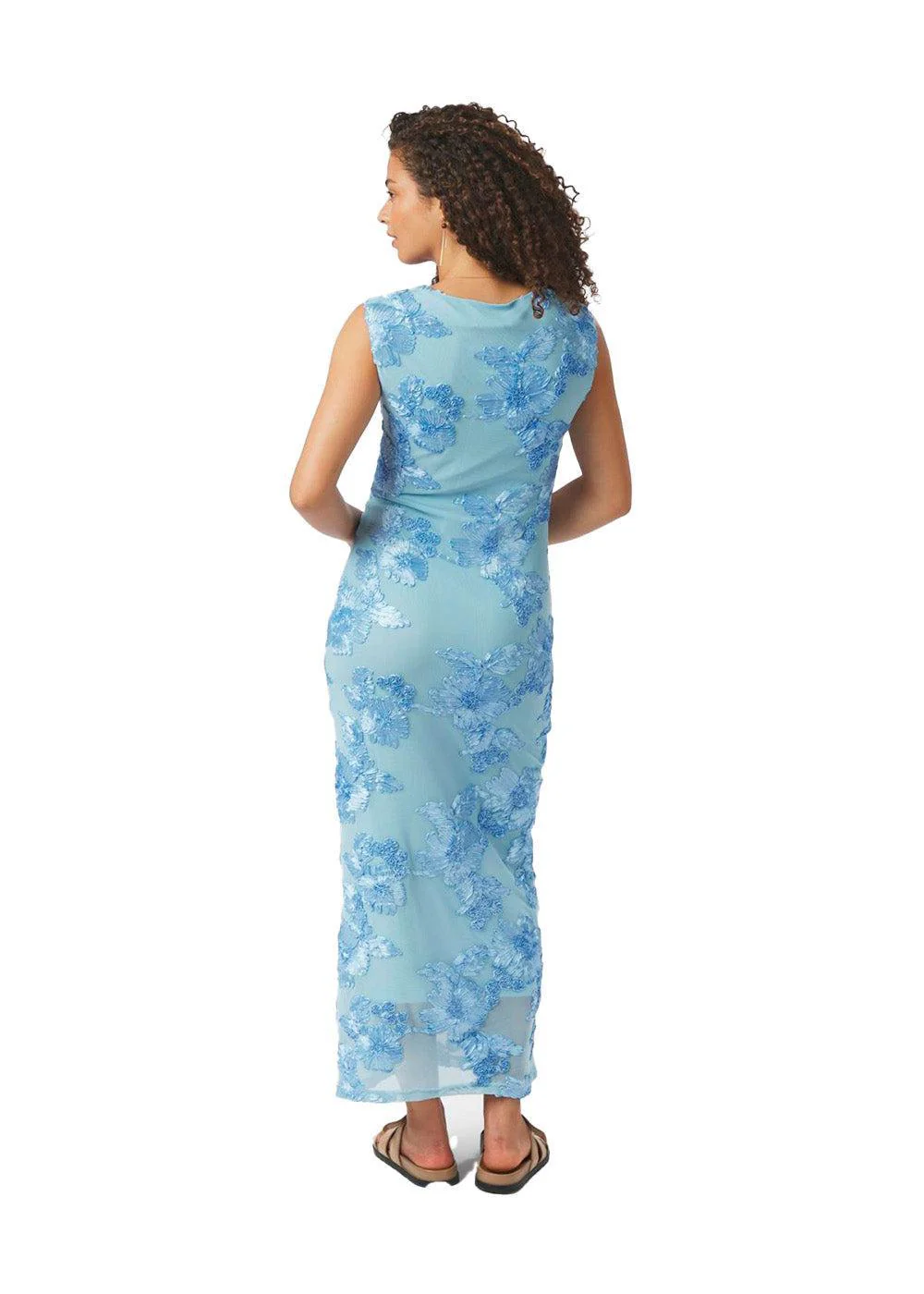 Tiranna Big Flower Mesh Dress - Light Blue - Image 4