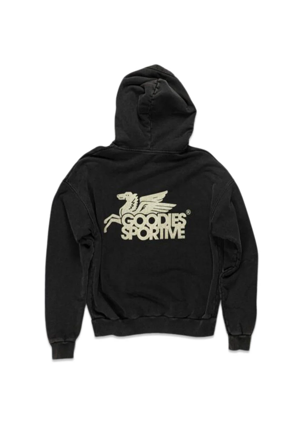 VINTAGE BLACK PEGASUS HOODIE - Black Stone Washed - Image 2