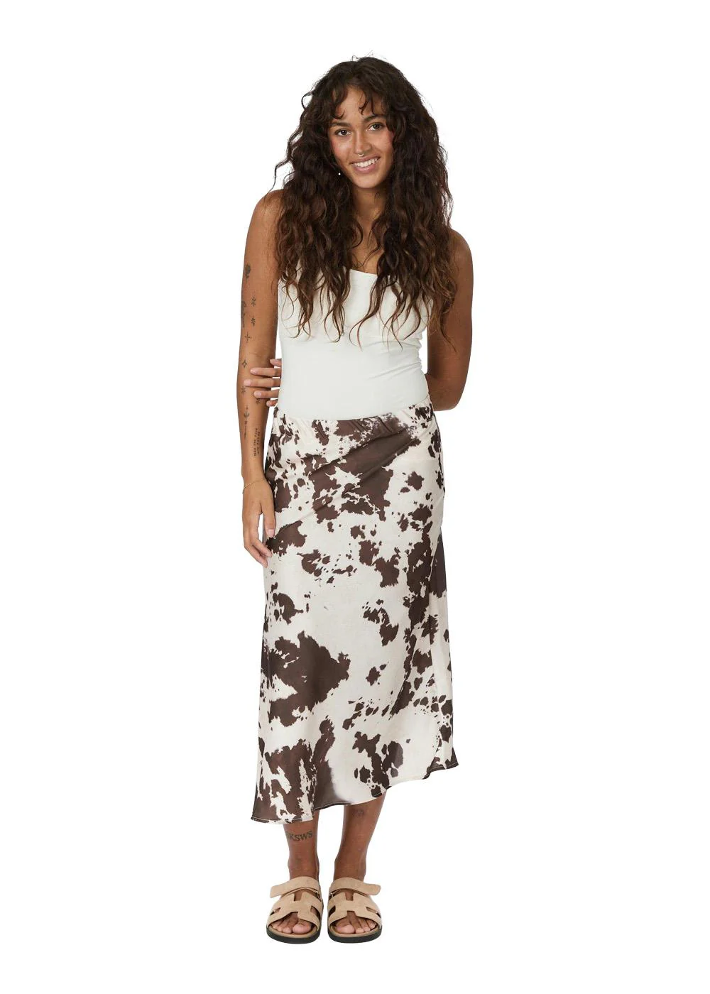 Viso Cow Print Skirt - Brown - Image 4