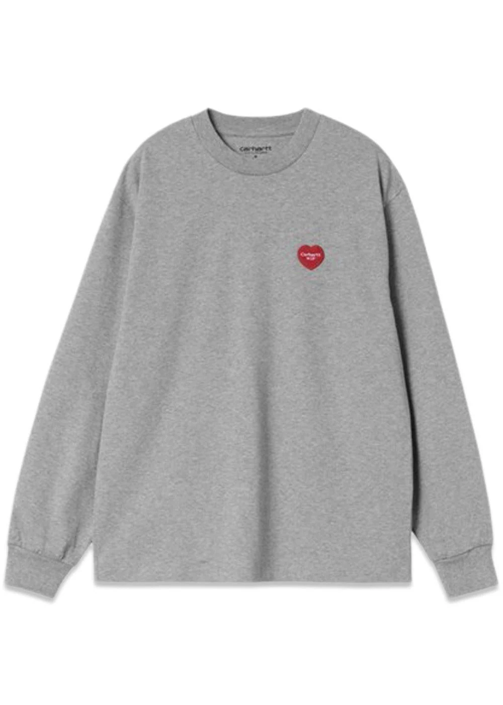 W L/S Heart Patch T-Shirt - Grey Heather / Red