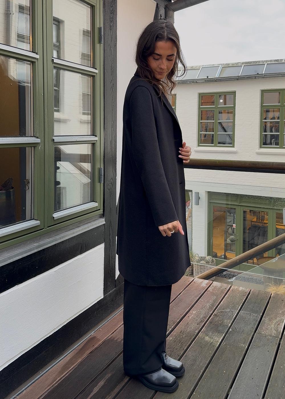 WOMEN OVERCOAT PRESSED WOOL - Black - Image 2