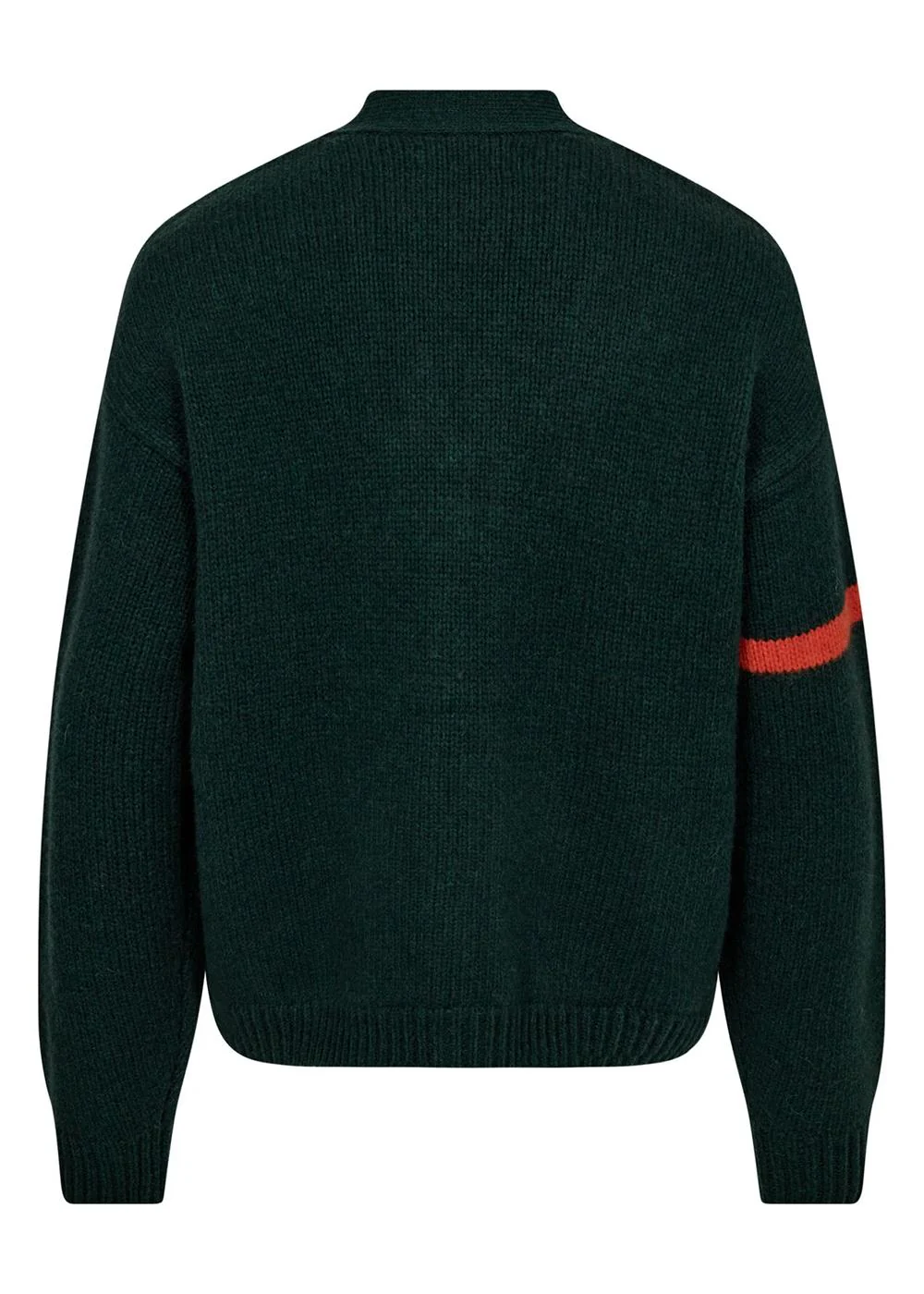 Wool V-Neck Letter Cardigan - Moss Green - Image 2