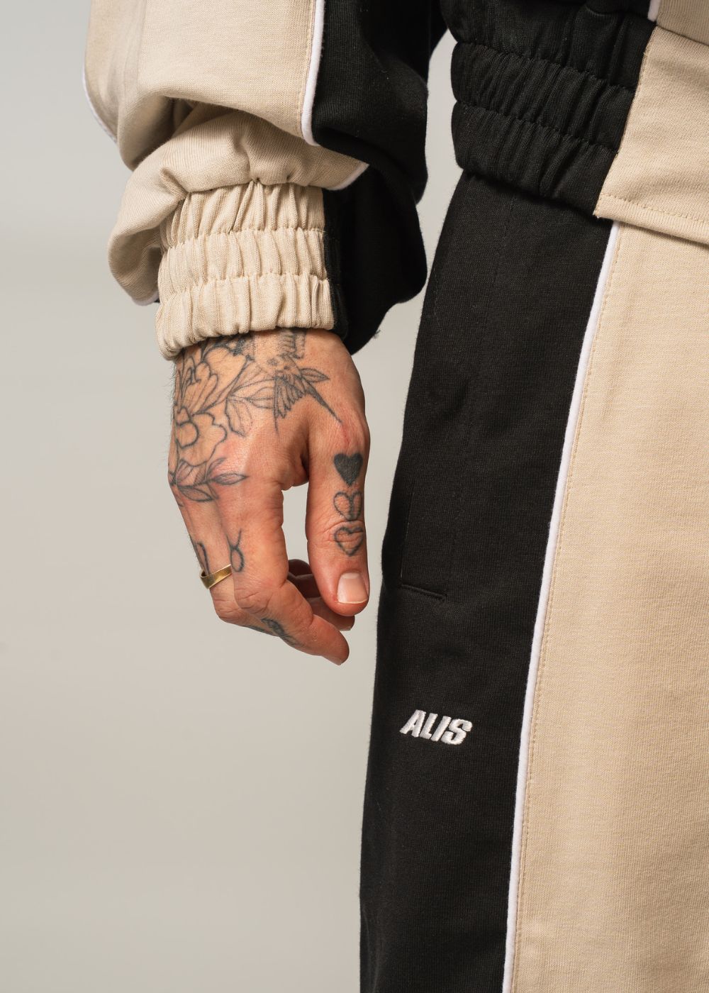 YAGO TONY FIT TRACK PANTS - Black / Sand - Image 3