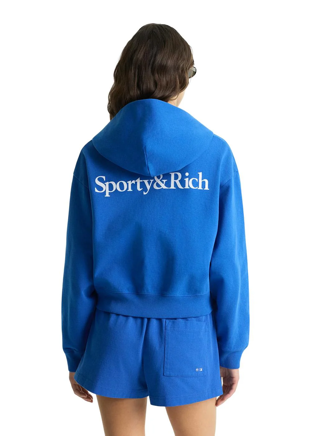 Yankees Serif Cropped Zip Hoodie - Team Blue - Image 4