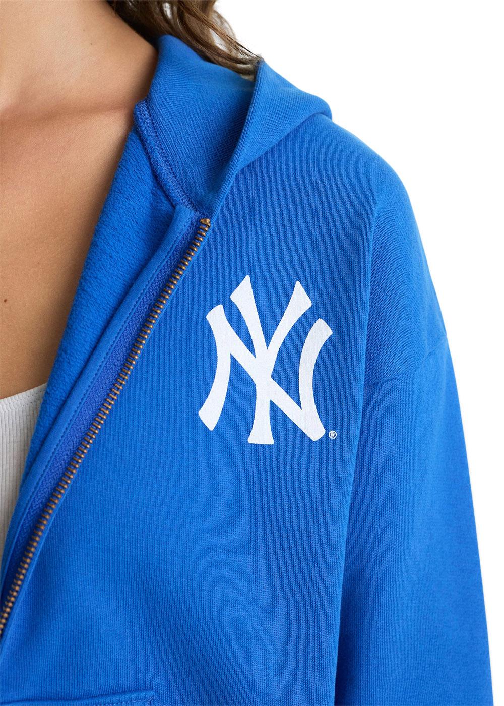 Yankees Serif Cropped Zip Hoodie - Team Blue - Image 5