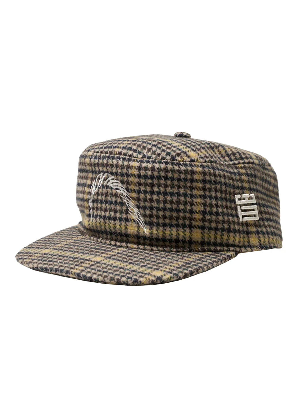 Yin Check Pillbox Cap - Sand-Yellow